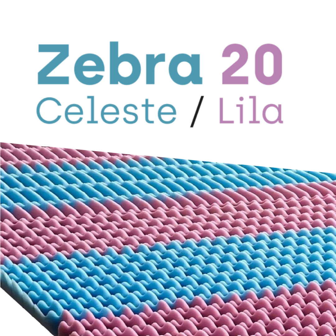 Plancha de Espuma Perfilada Zebra Lila Celeste Densidad 20kg/m3