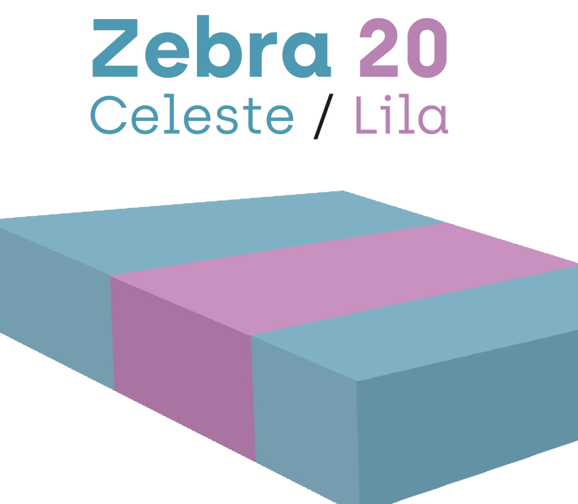 Plancha de Espuma Zebra Lila Celeste 2mX1m Densidad 20kg/m3